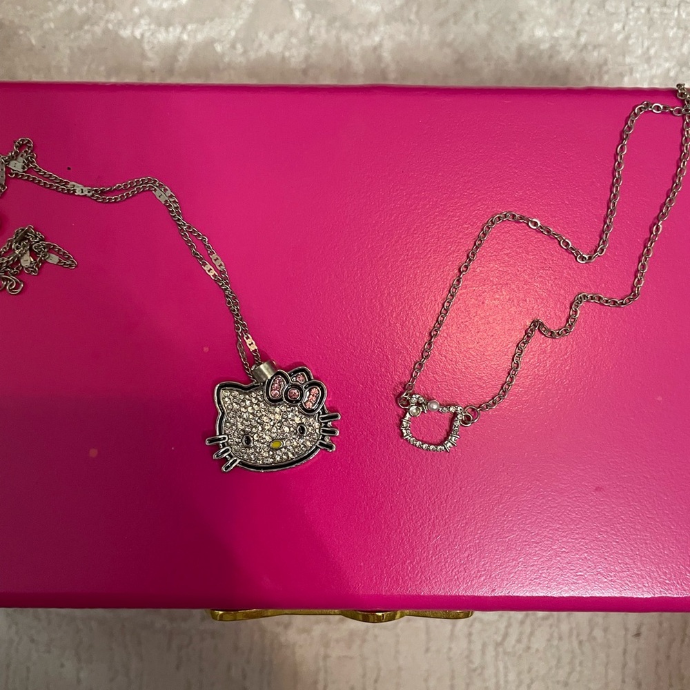 2 gemstone Hello Kitty necklaces